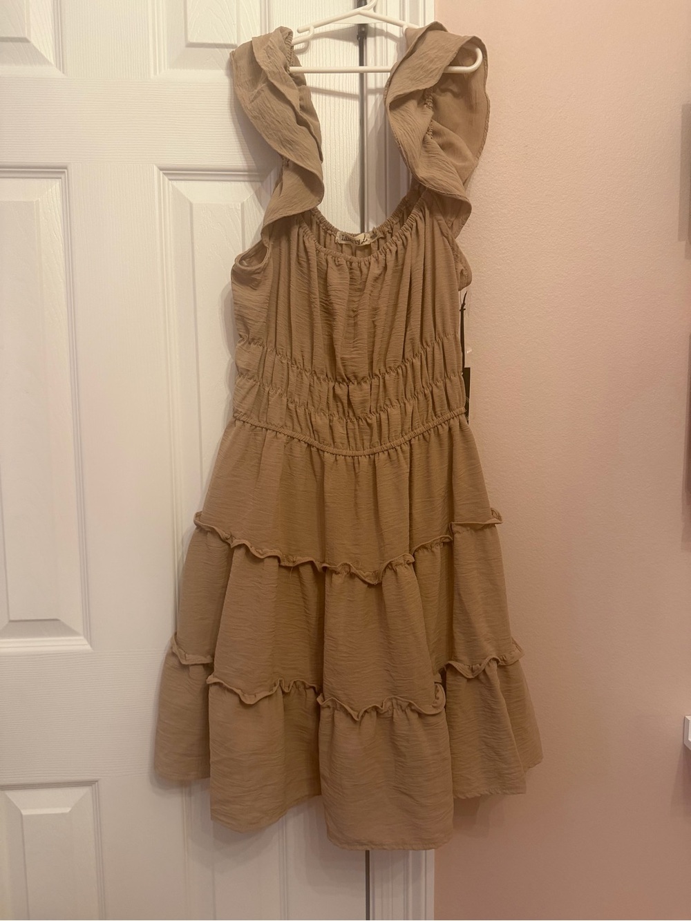 Tiered Ruffle Sundress in Tan
